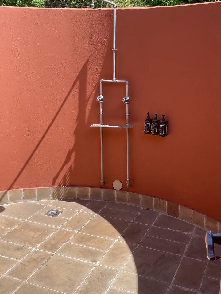 The outdoor shower, from our own footage