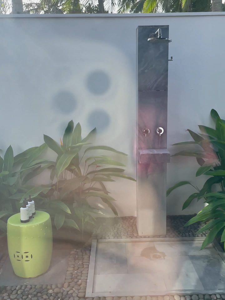 The outdoor shower, from our own footage