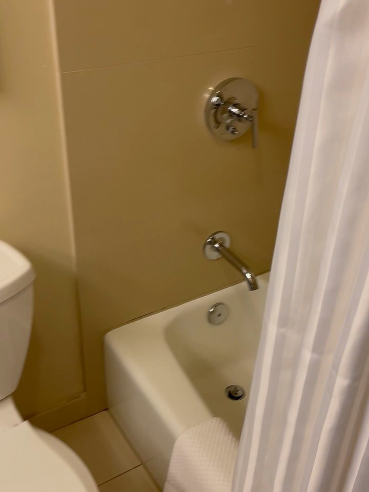 The bathtub and shower, from our own footage