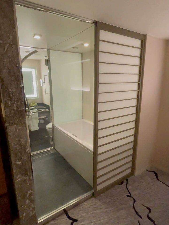 The Executive Junior Suite bathroom, from our own footage