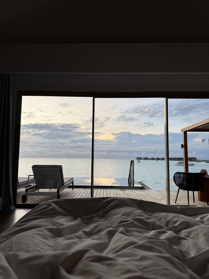The Overwater Pool Villa bedroom, from our own footage