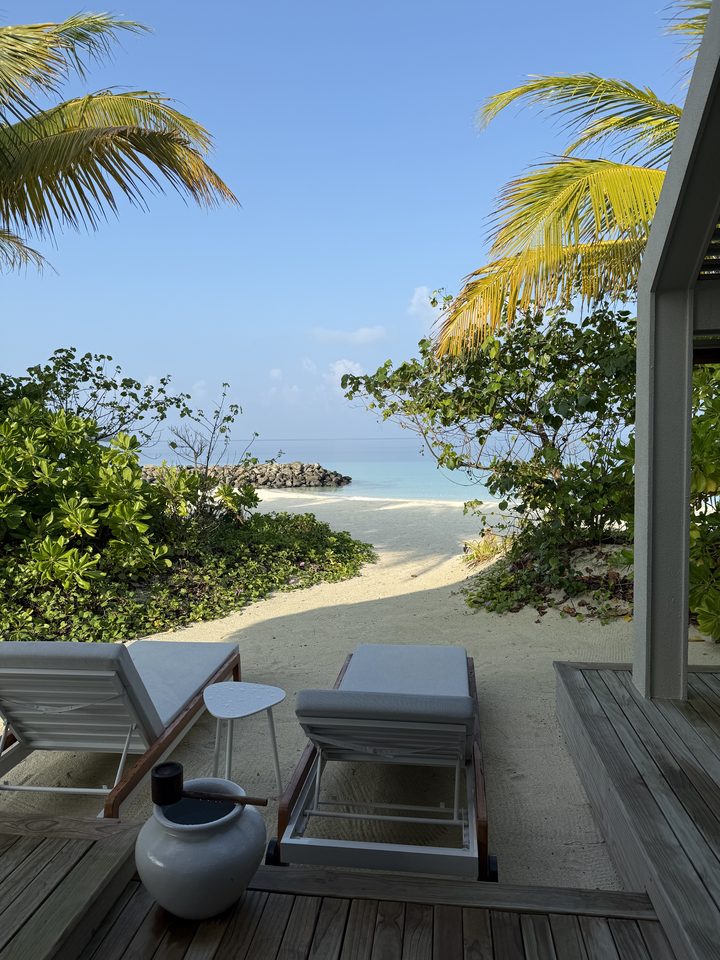 The private beach of the Marina Beach Pool Villa, from our own footage