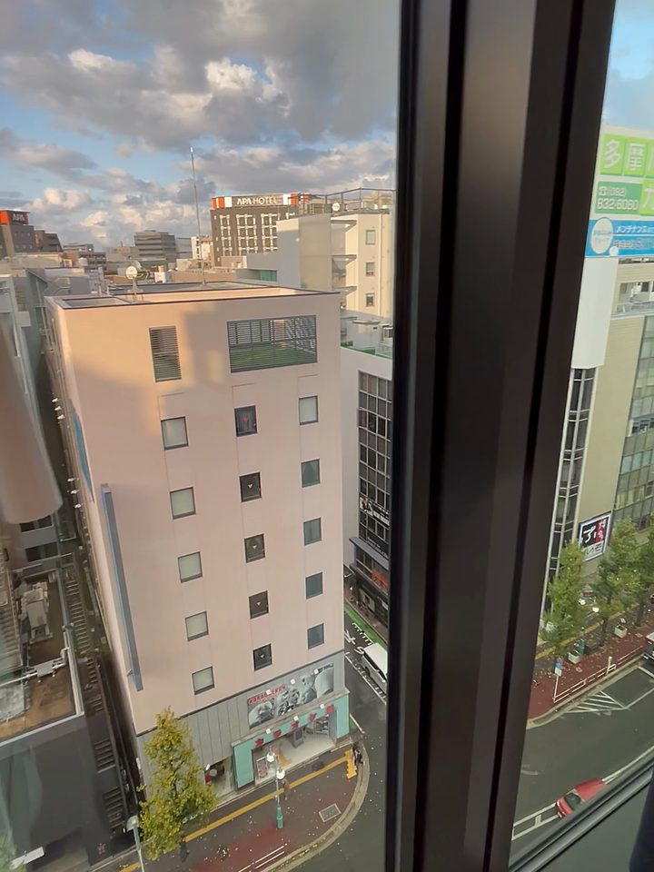 The city view from the room, from our own footage