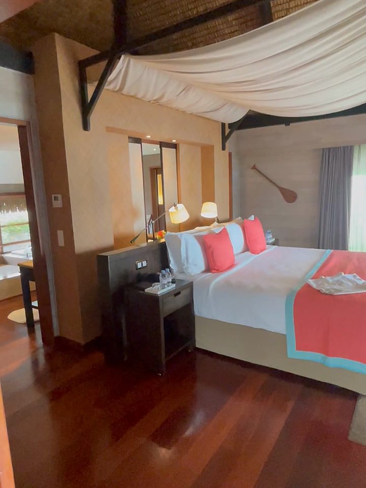 The canopy bed in the beach villa, from our own footage