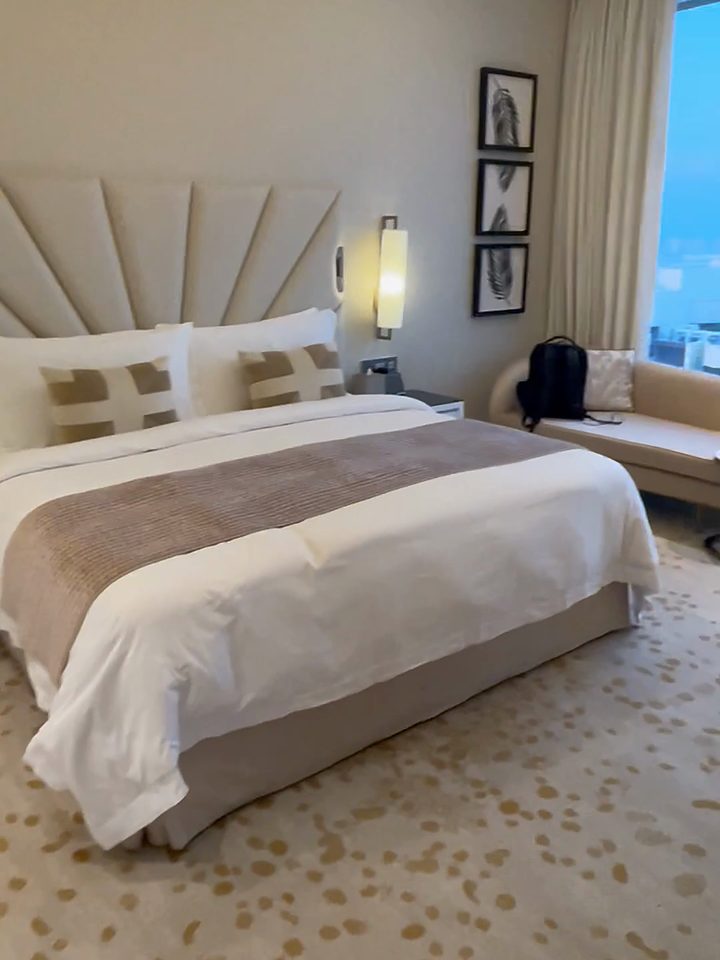 The bedroom of the one-bedroom suite, from our own footage