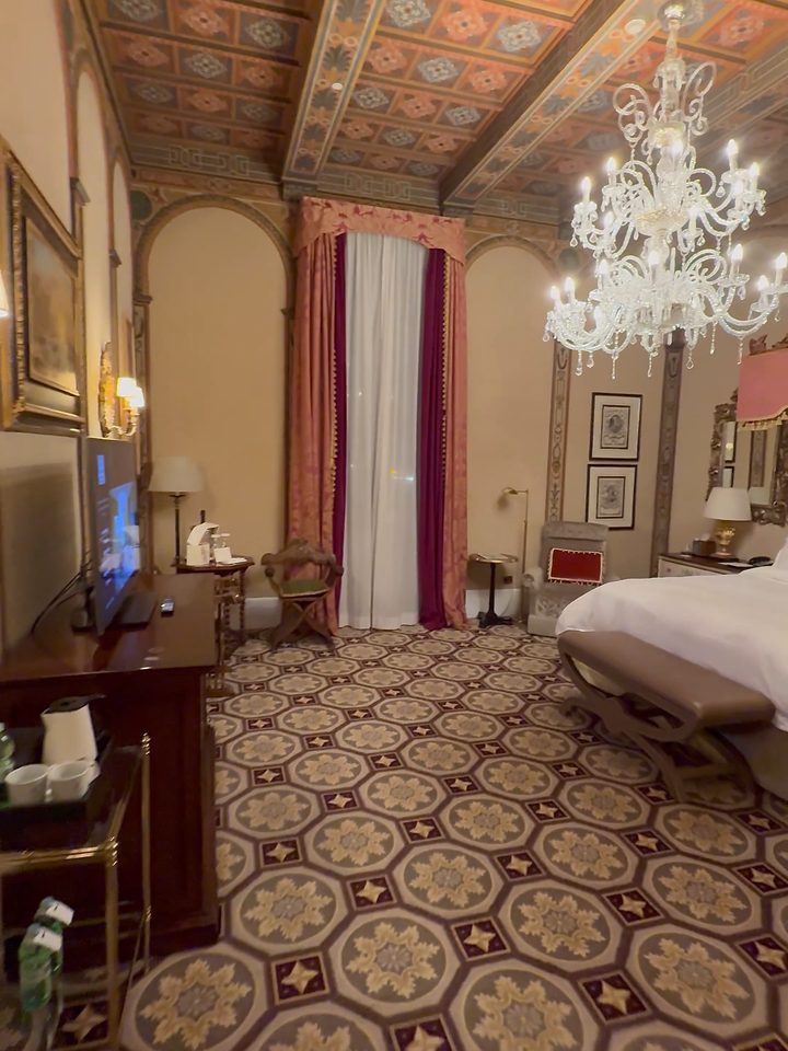 The room and the chandelier, from our own footage