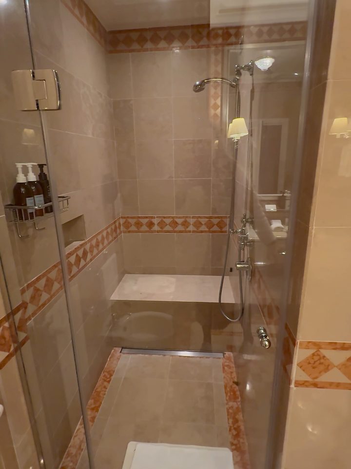 The walk-in shower, from our own footage