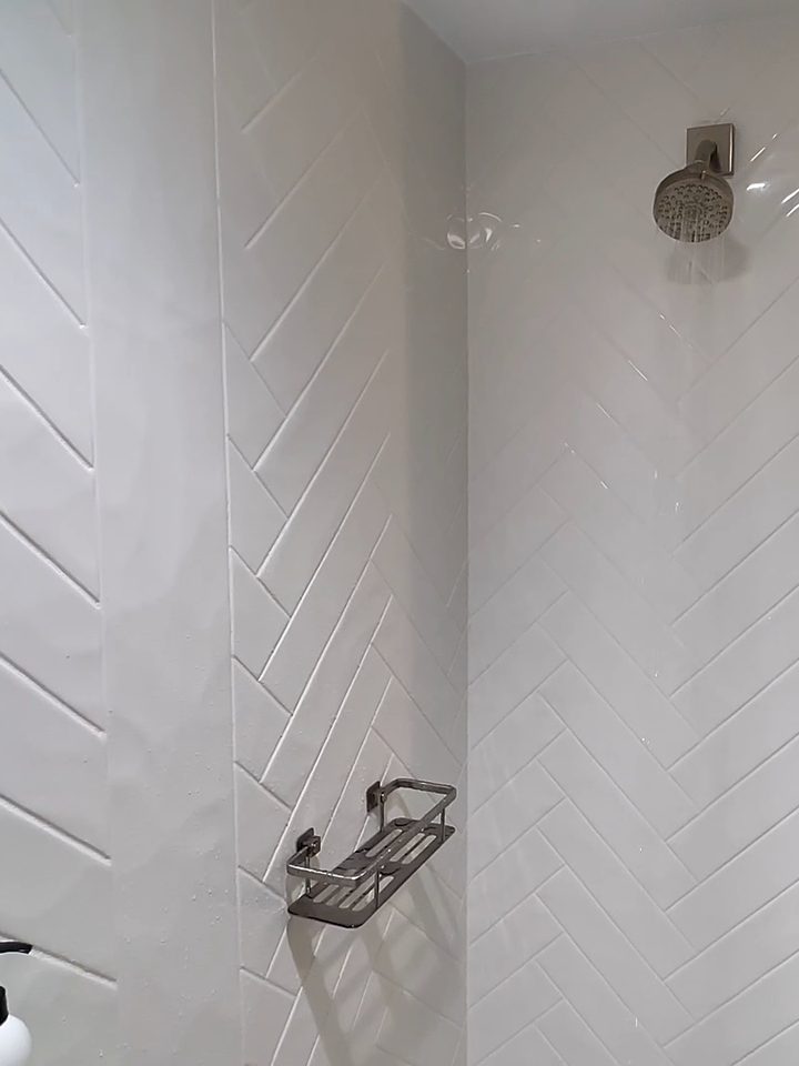 The walk-in shower, from our own footage