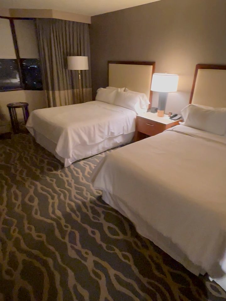 The two double beds, from our own footage
