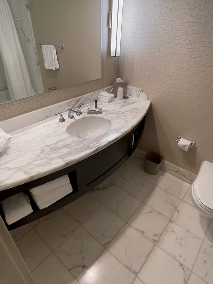 The marble vanity, from our own footage